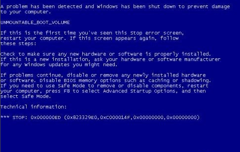 0x000000ed蓝屏代码是什么意思 0x000000ed蓝屏代码介绍(1)