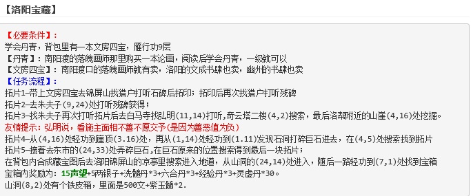 烟雨江湖洛阳宝藏有什么东西 烟雨江湖洛阳宝藏在哪