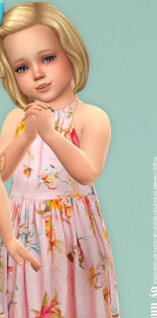 模拟人生4女孩彩色印花美丽连衣裙MOD