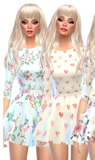 模拟人生4长袖美丽印花连衣裙MOD