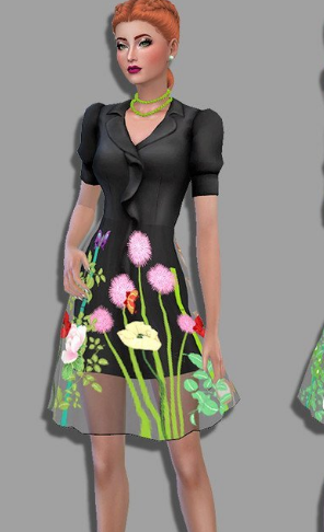 模拟人生4半透明美丽印花连衣裙MOD