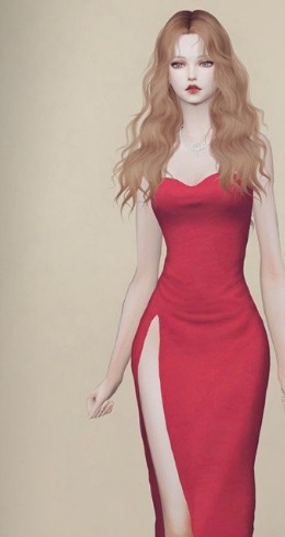 模拟人生4女性露肩开叉连衣裙MOD