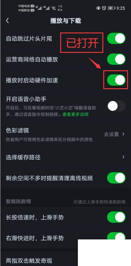 爱奇艺怎么打开播放时启动硬件加速功能