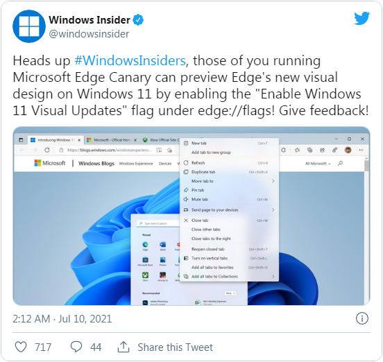 Edge Canary正酝酿为Win11带来视觉刷新