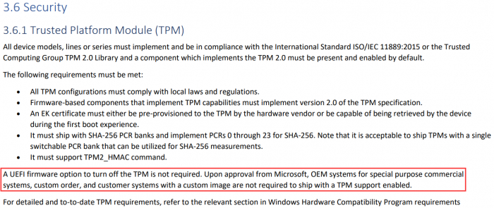 微软官方文档揭示TPM 2.0并非Win11的最低配置需求