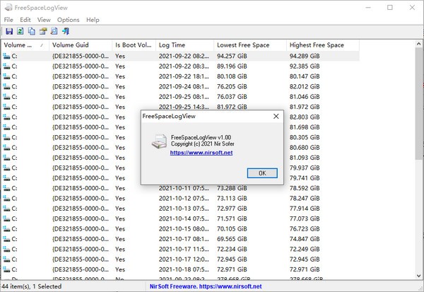 FreeSpaceLogView(可用磁盘空间日志查看工具)