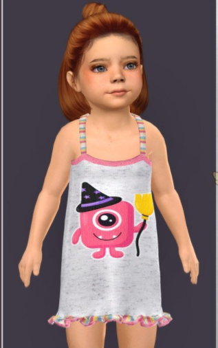 模拟人生4幼儿吊带卡通连衣裙MOD