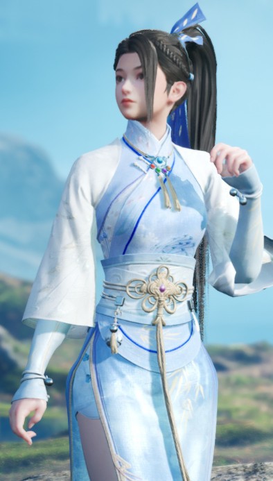 仙剑奇侠传7月清疏淡雅蓝白风寒盈服装MOD