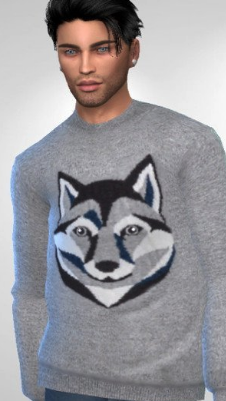 模拟人生4男士狼头毛衣MOD