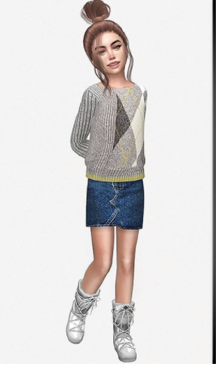 模拟人生4小女孩网格毛衣MOD