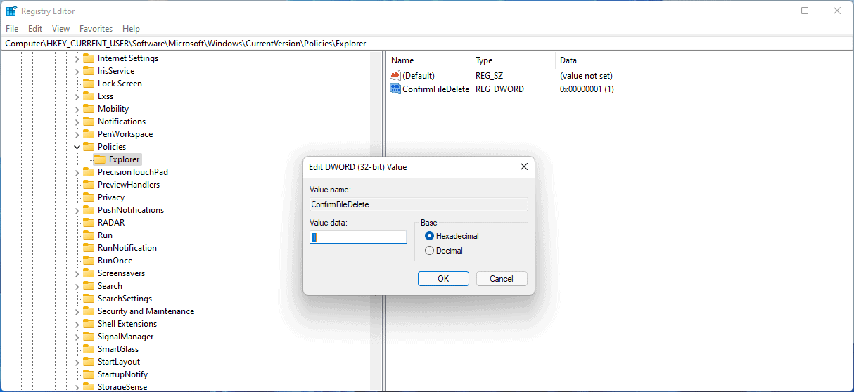 Win11系统启用文件删除确认的方法