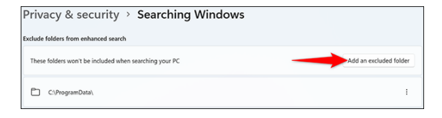 Win11系统搜索结果中隐藏特定文件夹