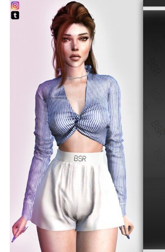 模拟人生4女性宽松休闲褶皱短裤MOD