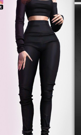 模拟人生4女性黑色紧身长裤MOD