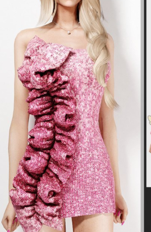 模拟人生4粉色褶花瓣连衣裙MOD