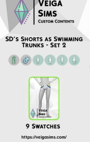 模拟人生4简洁双色泳裤MOD