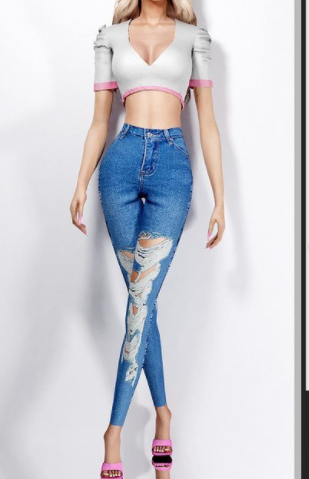 模拟人生4破洞流苏牛仔裤MOD