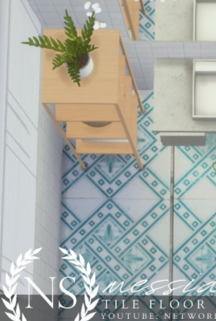 模拟人生4天蓝色瓷砖地板MOD