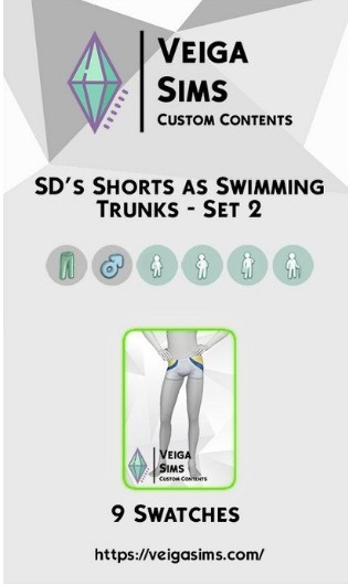 模拟人生4男士简洁双色泳裤MOD