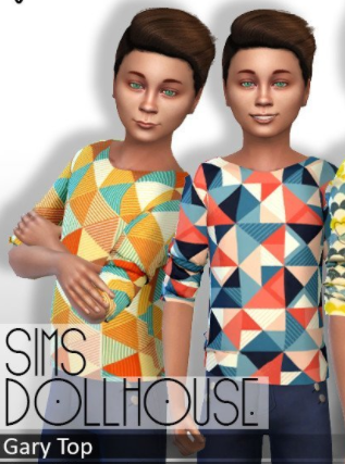 模拟人生4儿童彩色卷袖上衣MOD