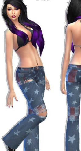 模拟人生4时尚星星破洞牛仔裤MOD