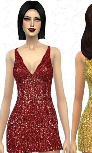 模拟人生4金灿灿闪亮连衣裙MOD