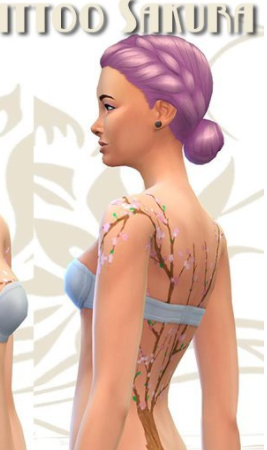 模拟人生4美丽樱花树枝纹身MOD