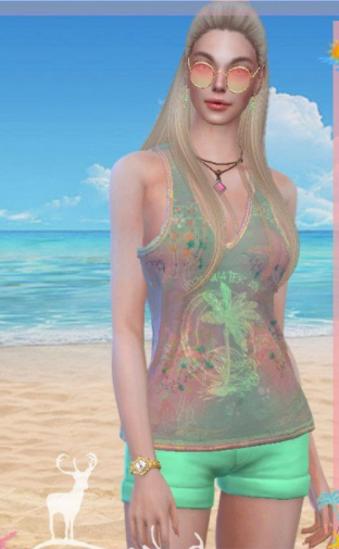 模拟人生4夏季彩色印花上衣MOD