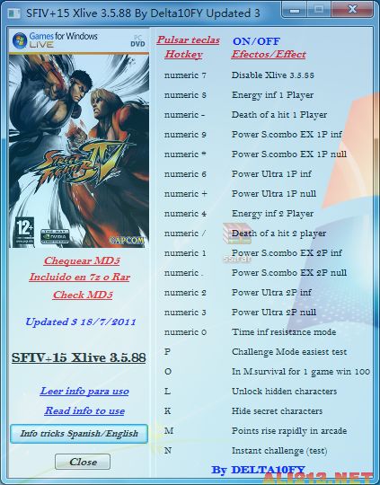 街头霸王4（Street Fighter 4）v1.0.0.1十五项修改器