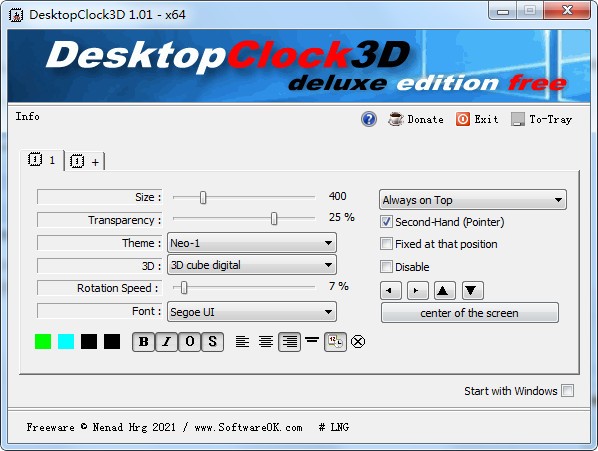 DesktopClock3D(3D桌面时钟软件)