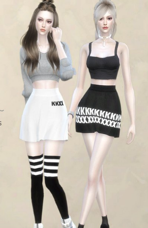 模拟人生4黑白色迷你短裙MOD