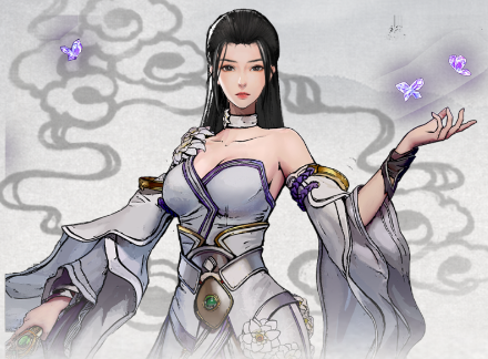 鬼谷八荒古风紧身广袖紫蝶服饰MOD