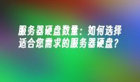 服务器硬盘数量：如何选择适合您需求的服务器硬盘？