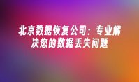 北京数据恢复公司：专业解决您的数据丢失问题