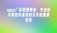 oppo厂家数据恢复：专业技术帮您快速找回丢失的重要信息