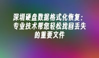 深圳硬盘数据格式化恢复：专业技术帮您轻松找回丢失的重要文件