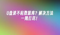 U盘读不起数据库？解决方法一网打尽！