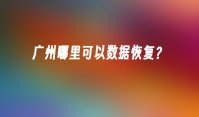 广州哪里可以数据恢复？
