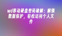 wd移动硬盘密码破解：解锁数据保护，轻松访问个人文件