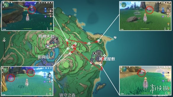 《原神》绯樱绣球分布图 3.8绯樱绣球收集路线