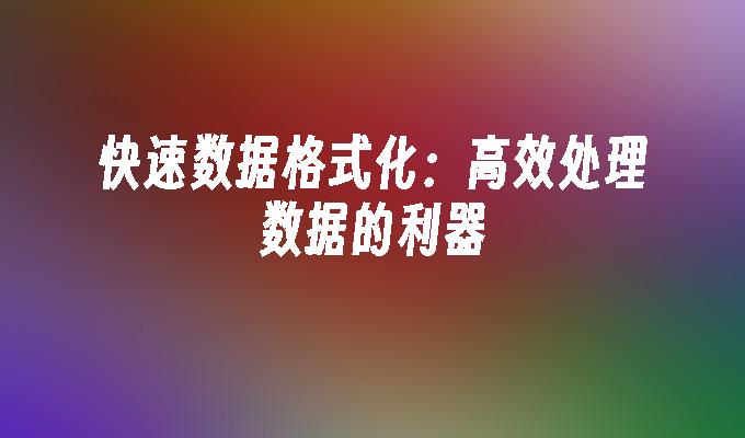 快速数据格式化:高效处理数据的利器