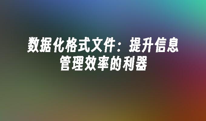 数据化格式文件：提升信息管理效率的利器
