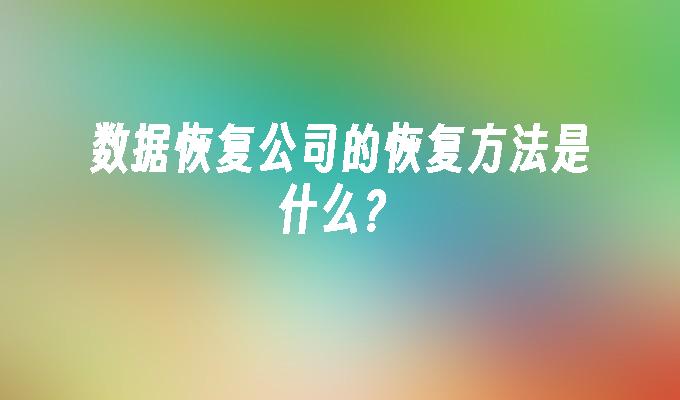数据恢复公司的恢复方法是什么？