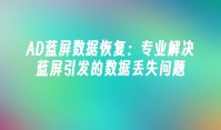 AD蓝屏数据恢复：专业解决蓝屏引发的数据丢失问题