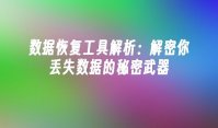 数据恢复工具解析：解密你丢失数据的秘密武器