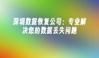 深圳数据恢复公司：专业解决您的数据丢失问题