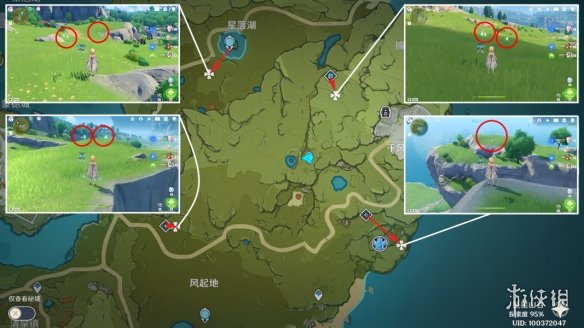 《原神》蒲公英分布图 3.8蒲公英采集路线