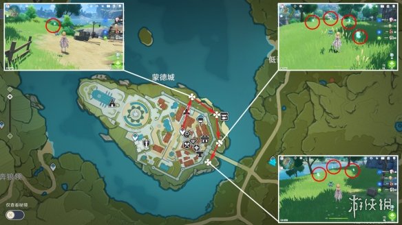 《原神》蒲公英分布图 3.8蒲公英采集路线