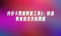 内存卡数据恢复工具5：快速恢复您丢失的数据