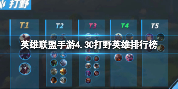 《英雄联盟手游》4.3C打野英雄排行榜 T0实用打野推荐